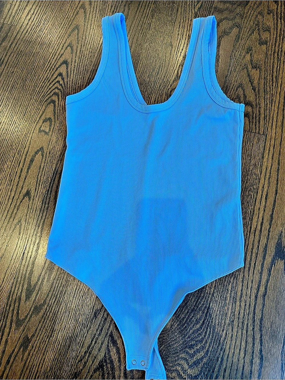Abercrombie & Fitch Soft A&F Collection Ribbed Scoop Neck Bodysuit Blue Bodysuit